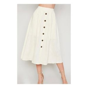 Hayden Los Angeles Small faux button-up creamy white linen skirt